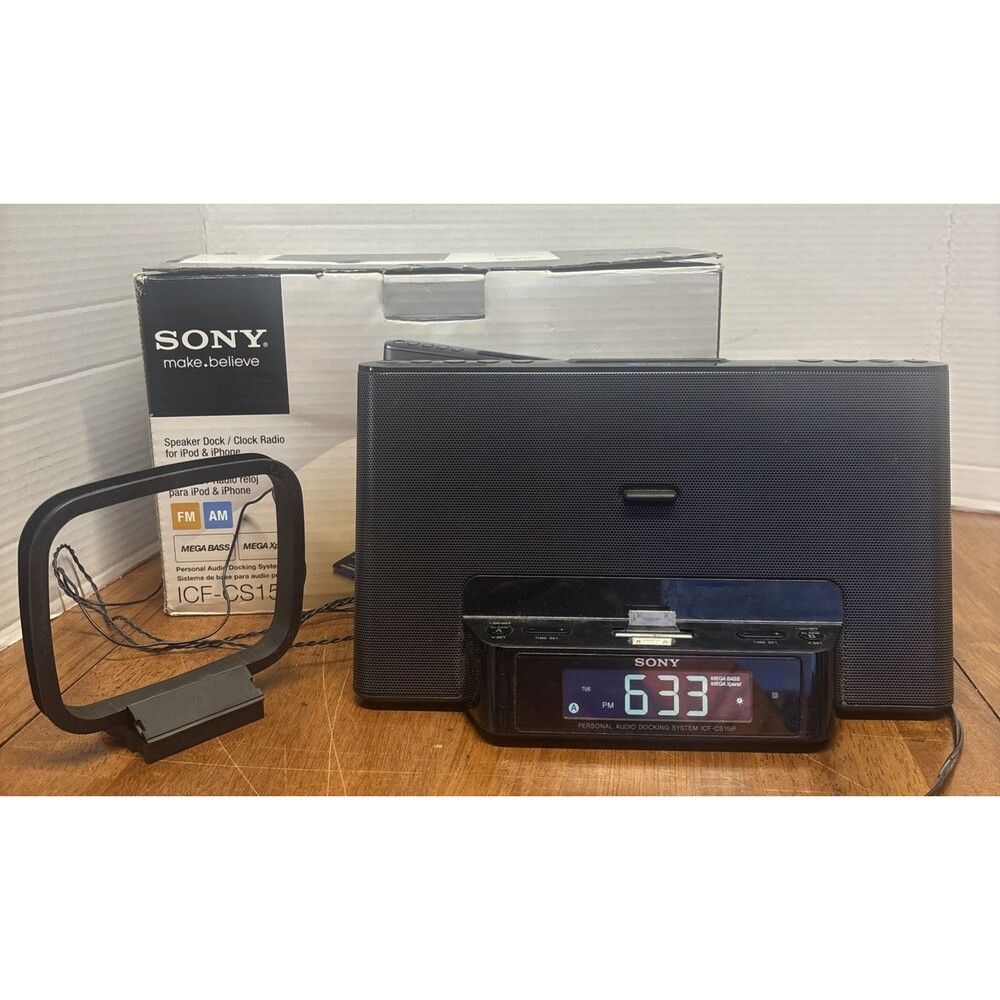 Sony ICF-CS15iP Dream Machine Aux AM/FM Radio Alarm iPod Dock Speaker - Working!